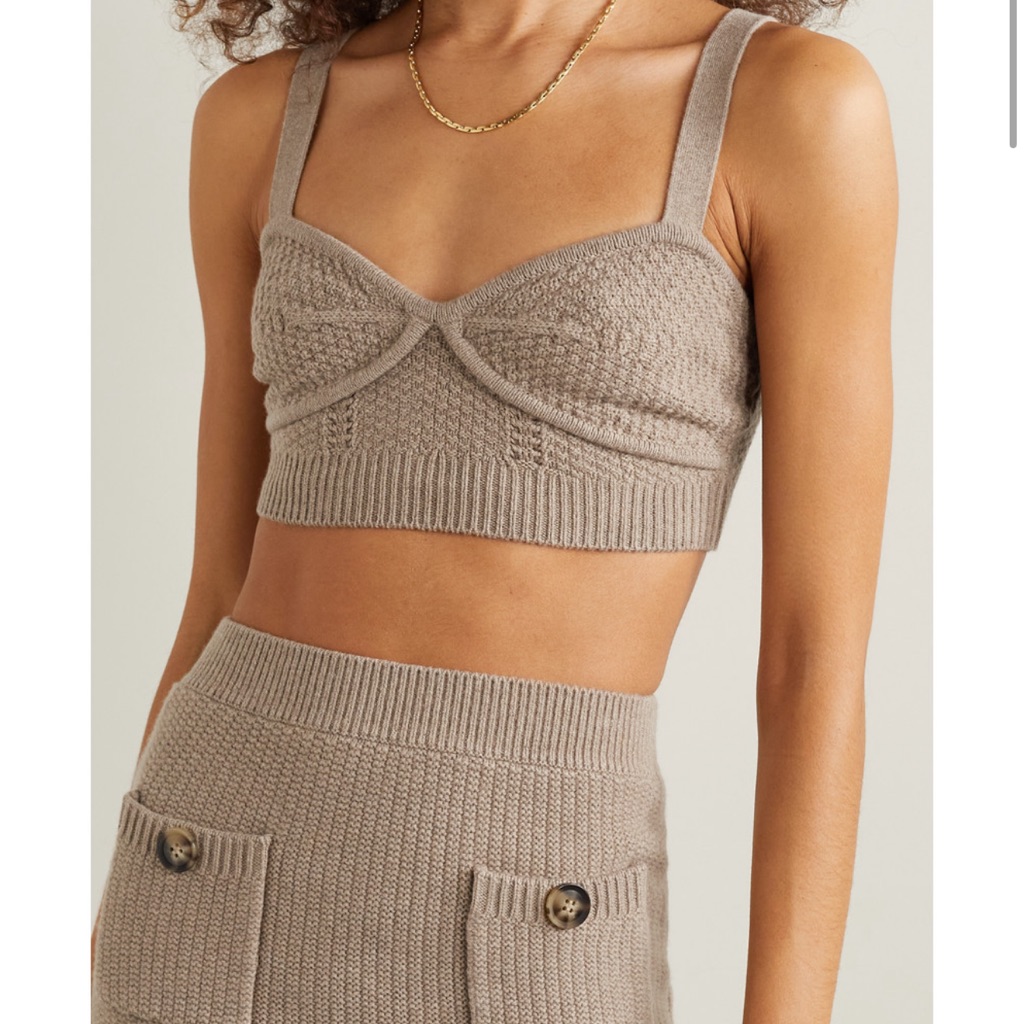 Self-Portrait Cashmere And Wool-Blend Ribbed Hem Bralette Sz Small Nwt
